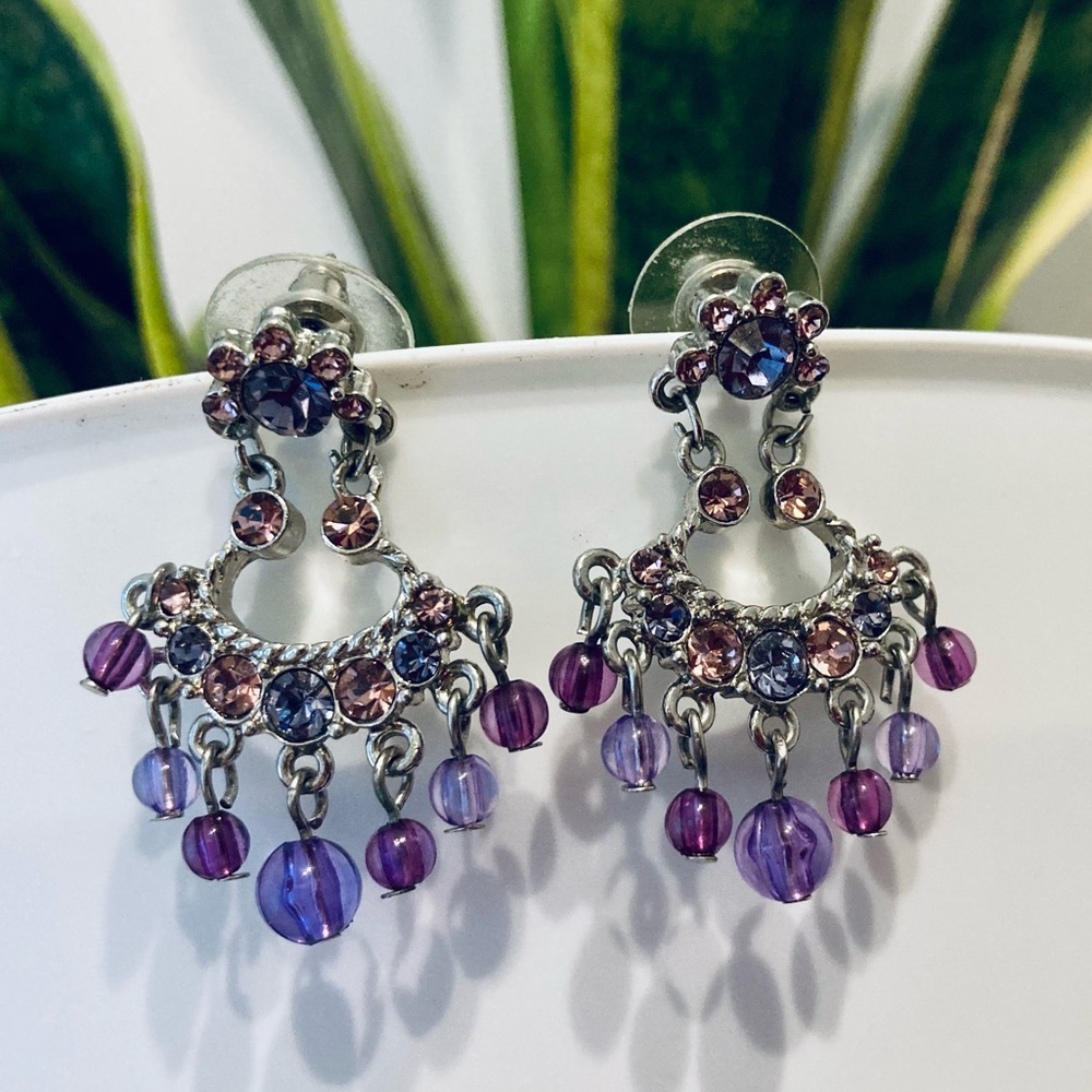 Purple mini-chandelier earrings